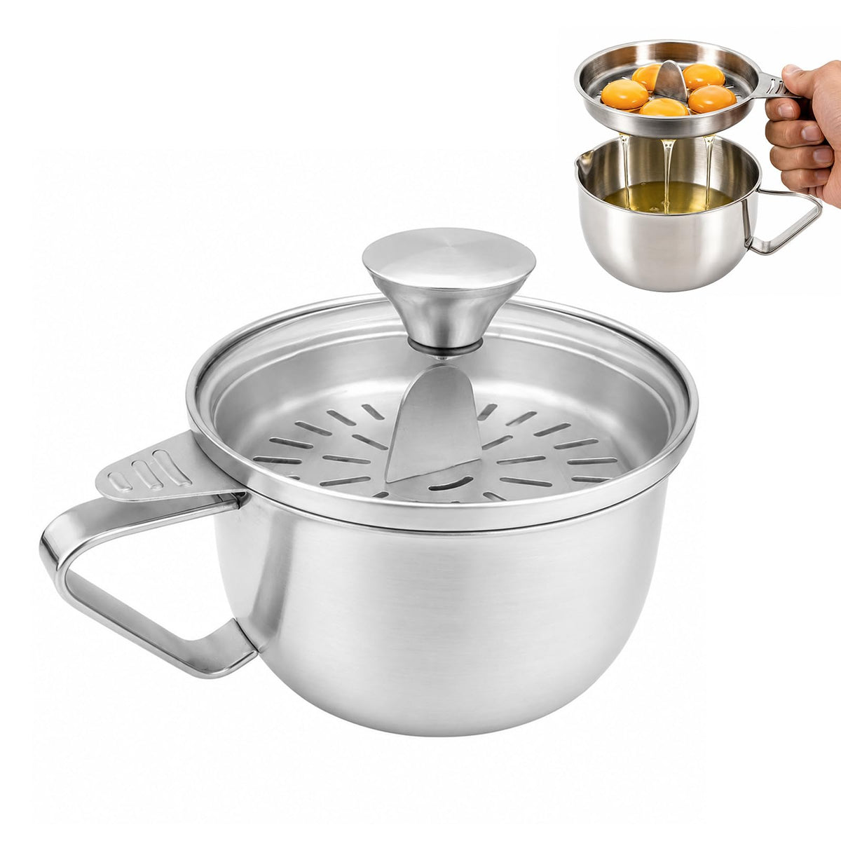 Egg Yolk Separator with Bowl and Lid, 17 oz / 500 ml Bowl, 5-Egg Capacity
