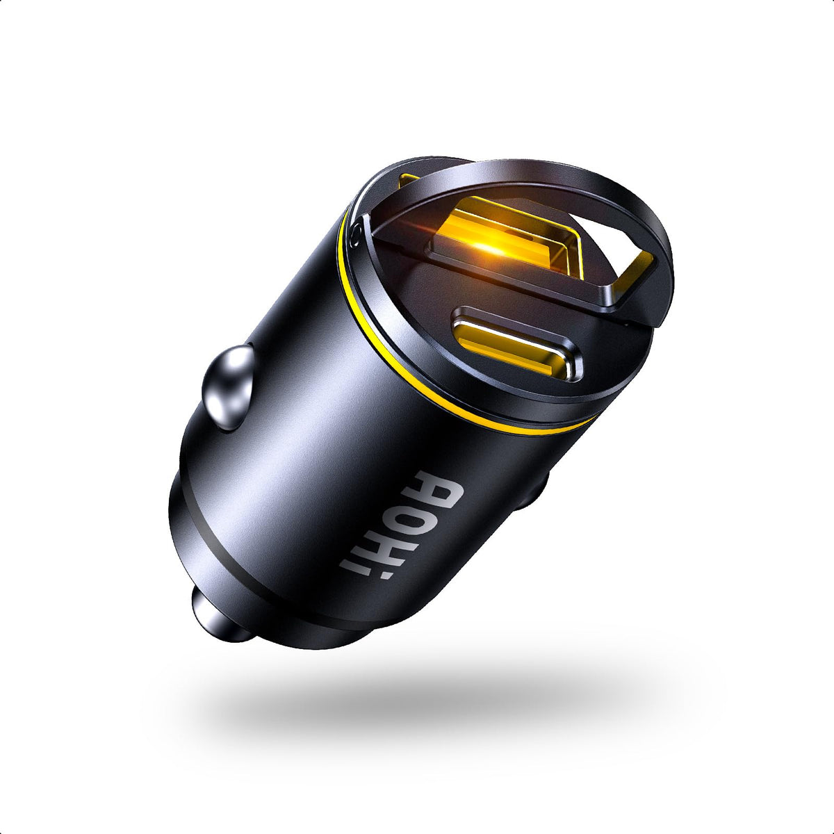 AOHI 45W USB-C Car Charger with 30W QC, Dual-Port Fast Charging Adapter