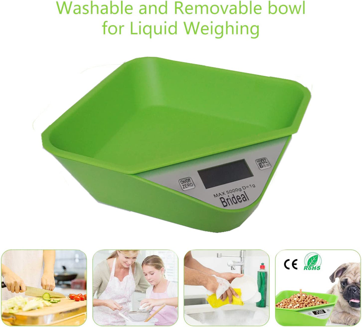 Brideal Digital Kitchen Food Scale Multifunction Electronic Food Scales with Removable Bowl Max 11lb/5kg