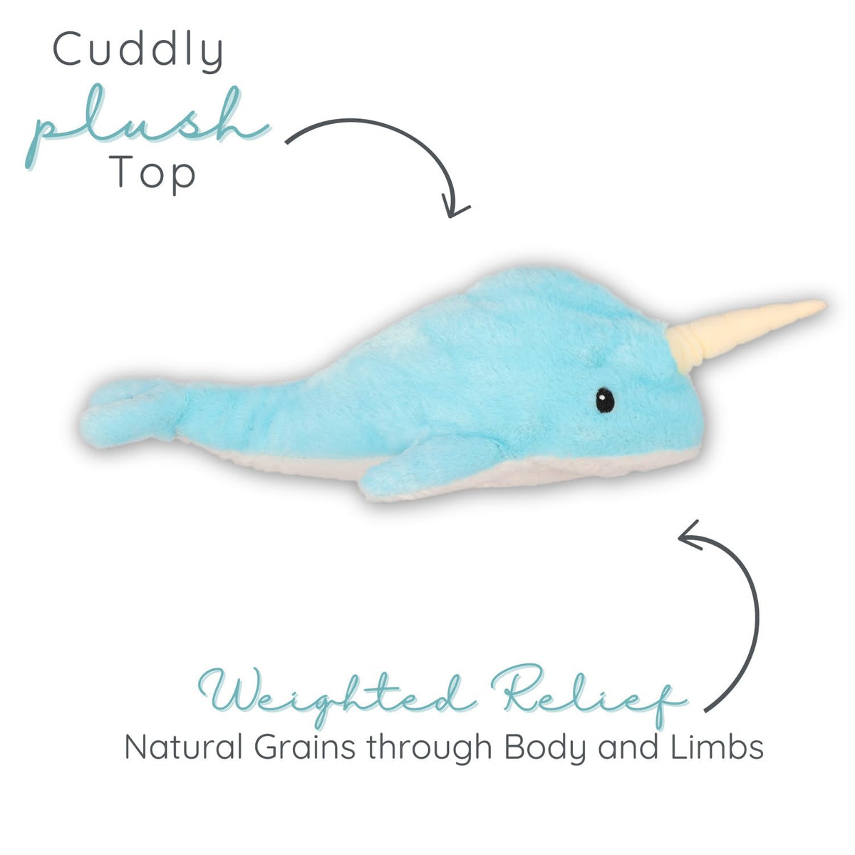 Warm Pals Nori the Narwhal, Microwavable Weighted Plush, Heated for Warmth
