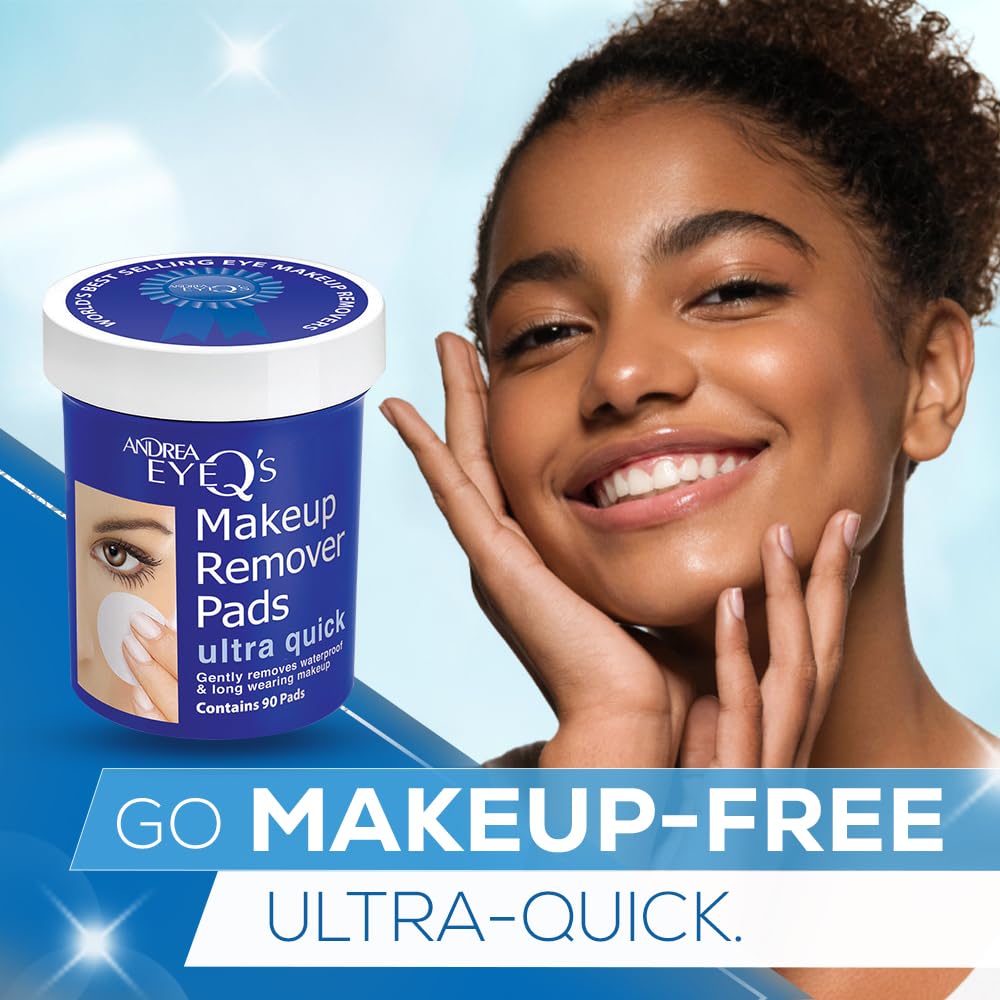 Andrea Eye Q's Ultra Quick Eye Makeup Remover Pads, 90-Count (Pack of 6)
