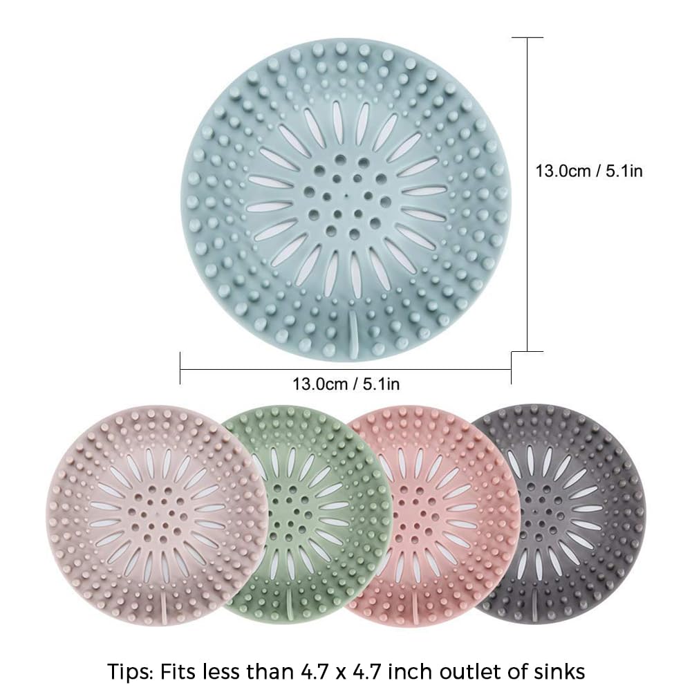 Gotega 5 Pack Sink Drain Strainer, Hair Catcher for Bathroom Tub Shower