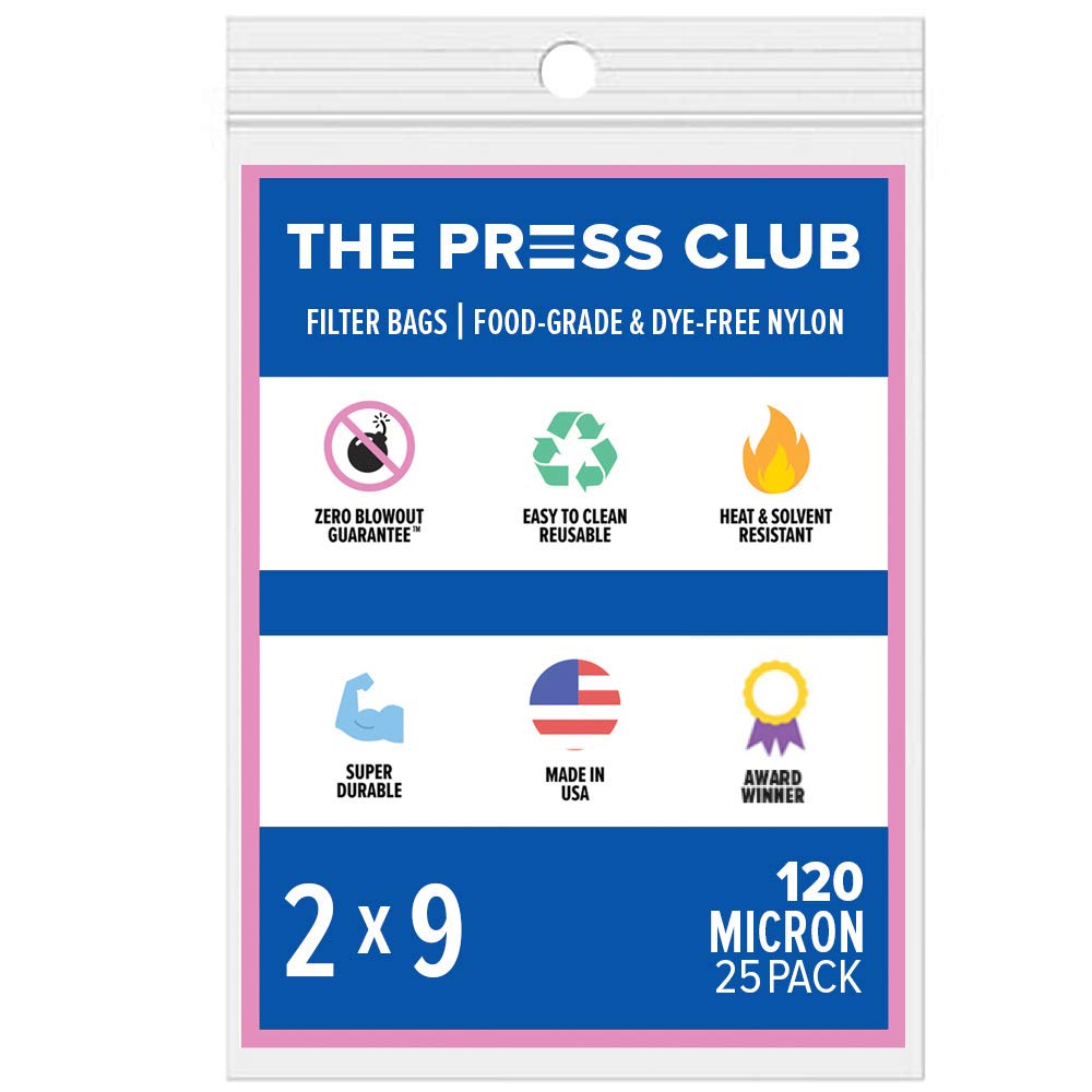 The Press Club 120 Micron 2" x 9" Premium Nylon Tea Filter Bags 25 Pack