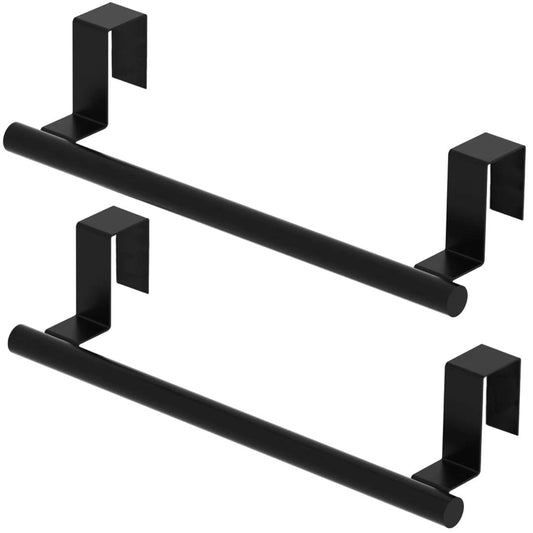 Qflushor Cabinet Door Towel Bar, Kitchen Towel Holder, Matte Black 2 Pack