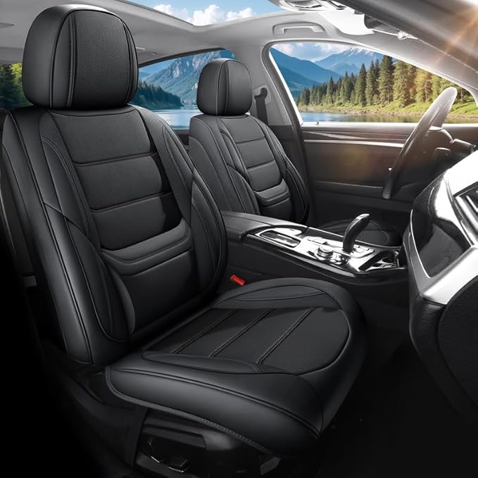 Car Seat Covers Full Set Fit for Buick Regal 2009-2020, Premium Faux Leather Waterproof Car Seat Protectors with Lumbar Support, Breathable Anti-Slip Easy to Install(Black,Full Set)