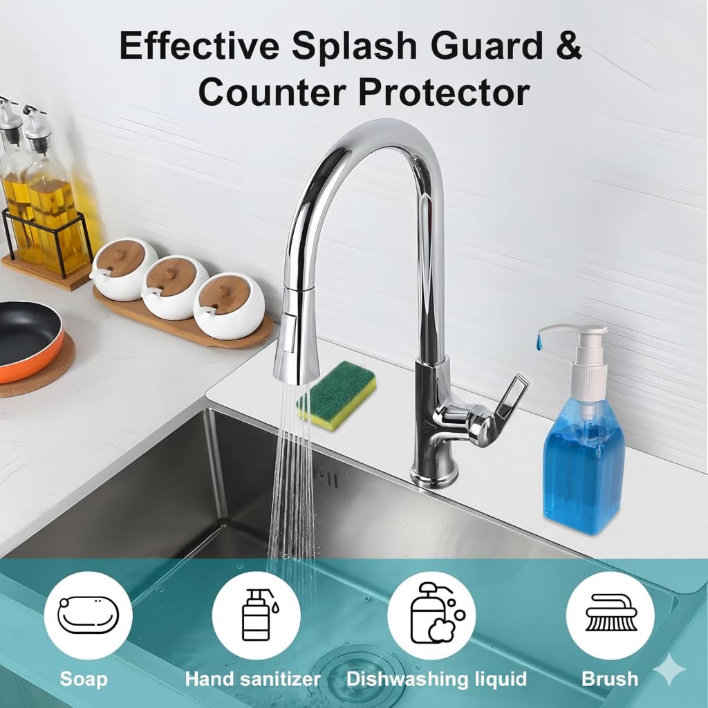Customizable Kitchen Sink Faucet Mat: 30"Lx5.5"W Absorbent Splash Guard