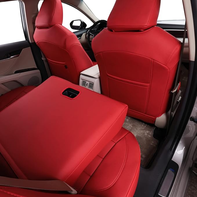 EKR Camry Seat Covers for Toyota Camry XSE,XLE 2025 2026 Waterproof Leather Car Seat Cover Full Set for Trucks SUV-Faux Leather (Red)