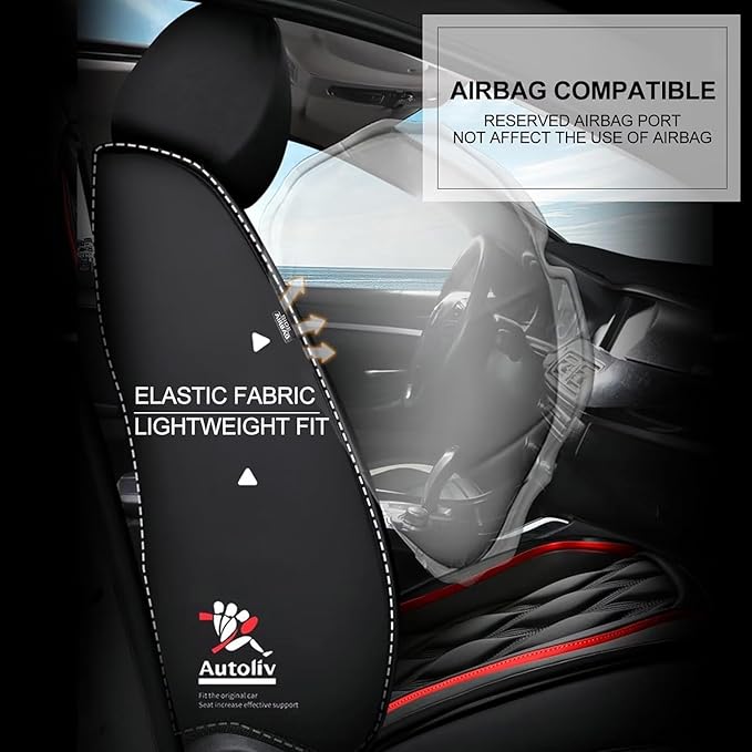 AOMSAZTO Car Seat Covers Full Set Custom Fit for Subaru Legacy 1995-2024 2025 2026 Leather Car Seat Cover Seat Cushion Protector Airbag Compatible Waterproof Black