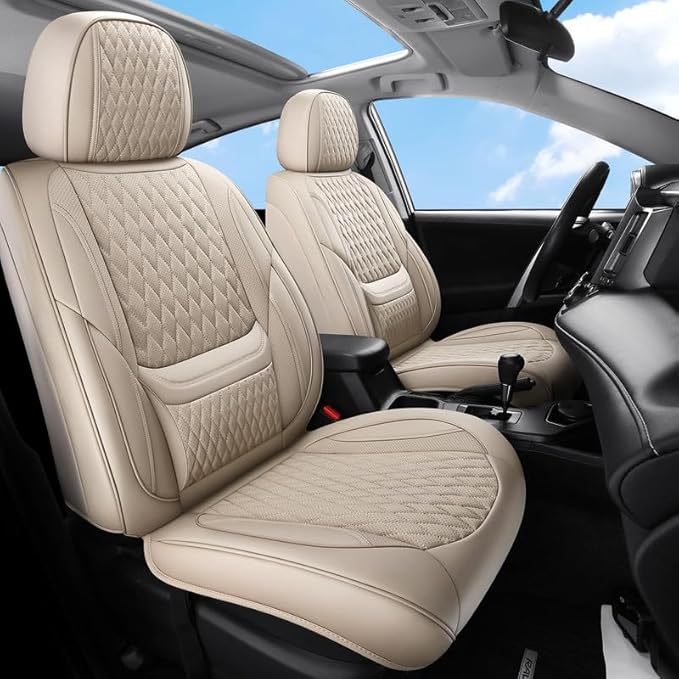 Car Seat Covers Full Set Custom Fit for Buick Envista 2024-2026 - Premium Faux Leather with Lumbar Support | Breathable, Waterproof, Anti-Slip, Durable (Beige,Full Set)