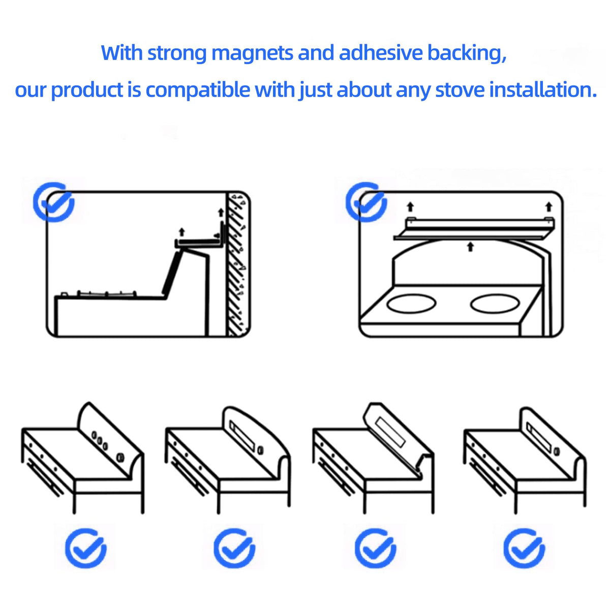 4X Strong Magnetic Stove Top Shelf, Adjustable 15-30 Inches, Matte Black