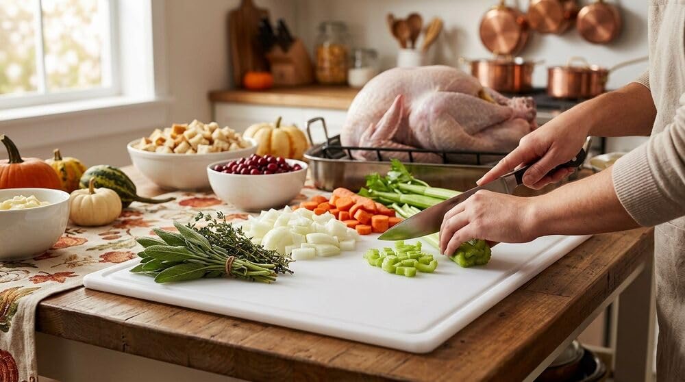 Farberware 15 x 20 Inch Extra Large Plastic Cutting Board, White
