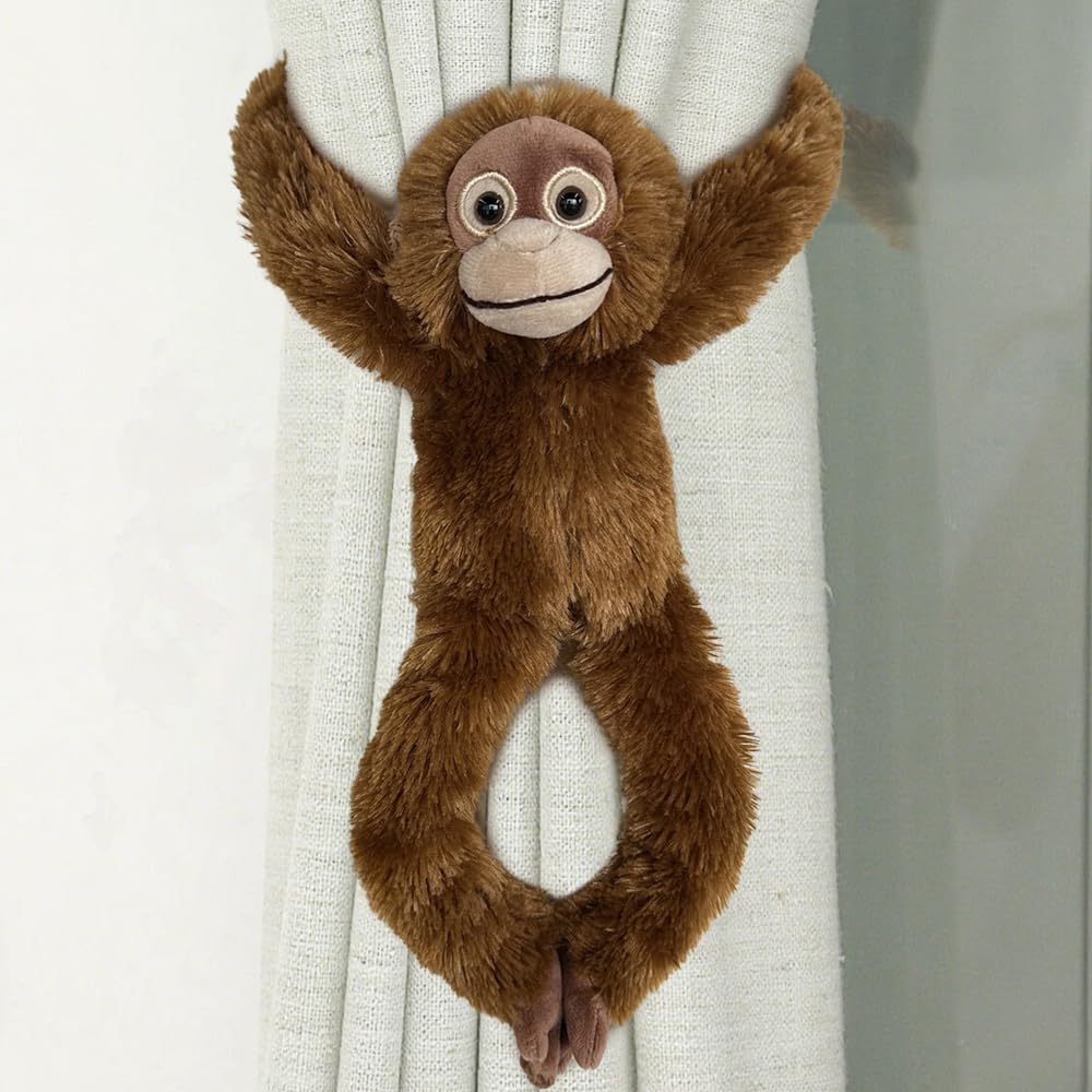 Hideekoog Hanging Orangutan Stuffed Animals,2pcs Chimpanzee Orangutans Plush Toys Curtain Buckle for Decoration,20 inches Chimpanzee Stuffed Jungle Animals for Kids(Two Gorillas)