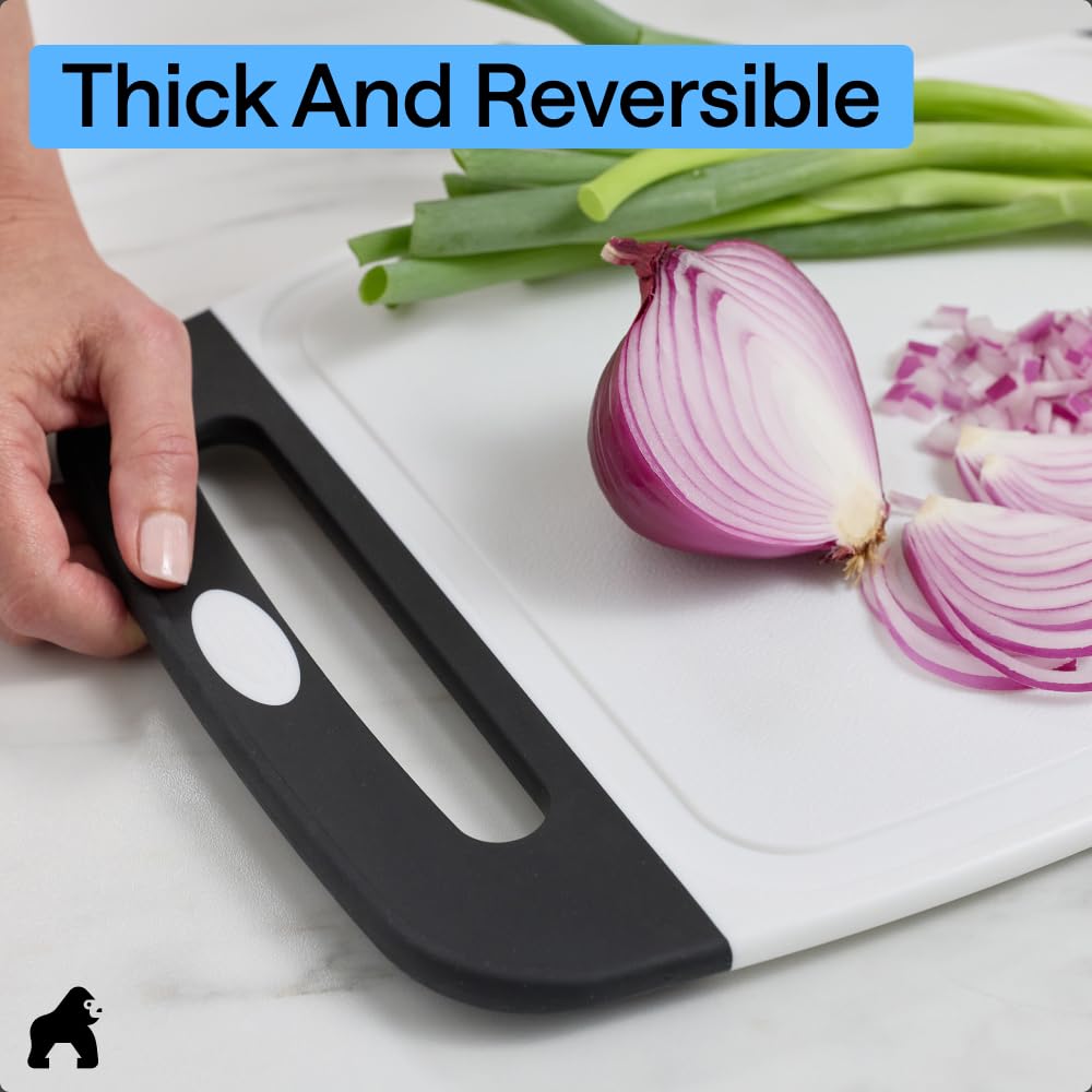 GORILLA GRIP BPA-Free Reversible Kitchen Cutting Board, Set of 3, Black