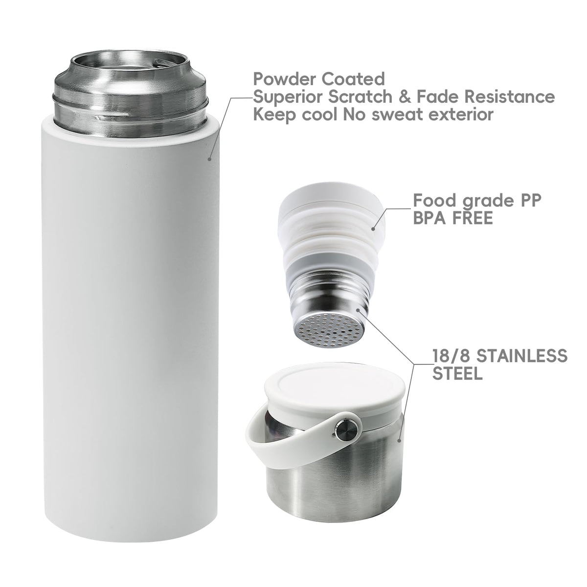 Vynrik 16 oz Stainless Steel Tea Infuser Bottle with Lid double as Tea Cup,Fruit Infuser Insulated Water Bottle,Leak Proof Travel Coffee Mug with Handle