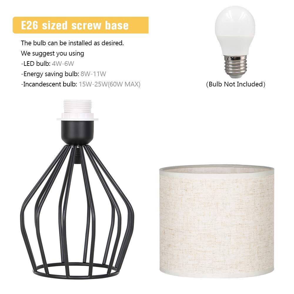 HAITRAL Black Modern Table Lamp - Minimalist Small Bedside Lamp,13.8 Inch