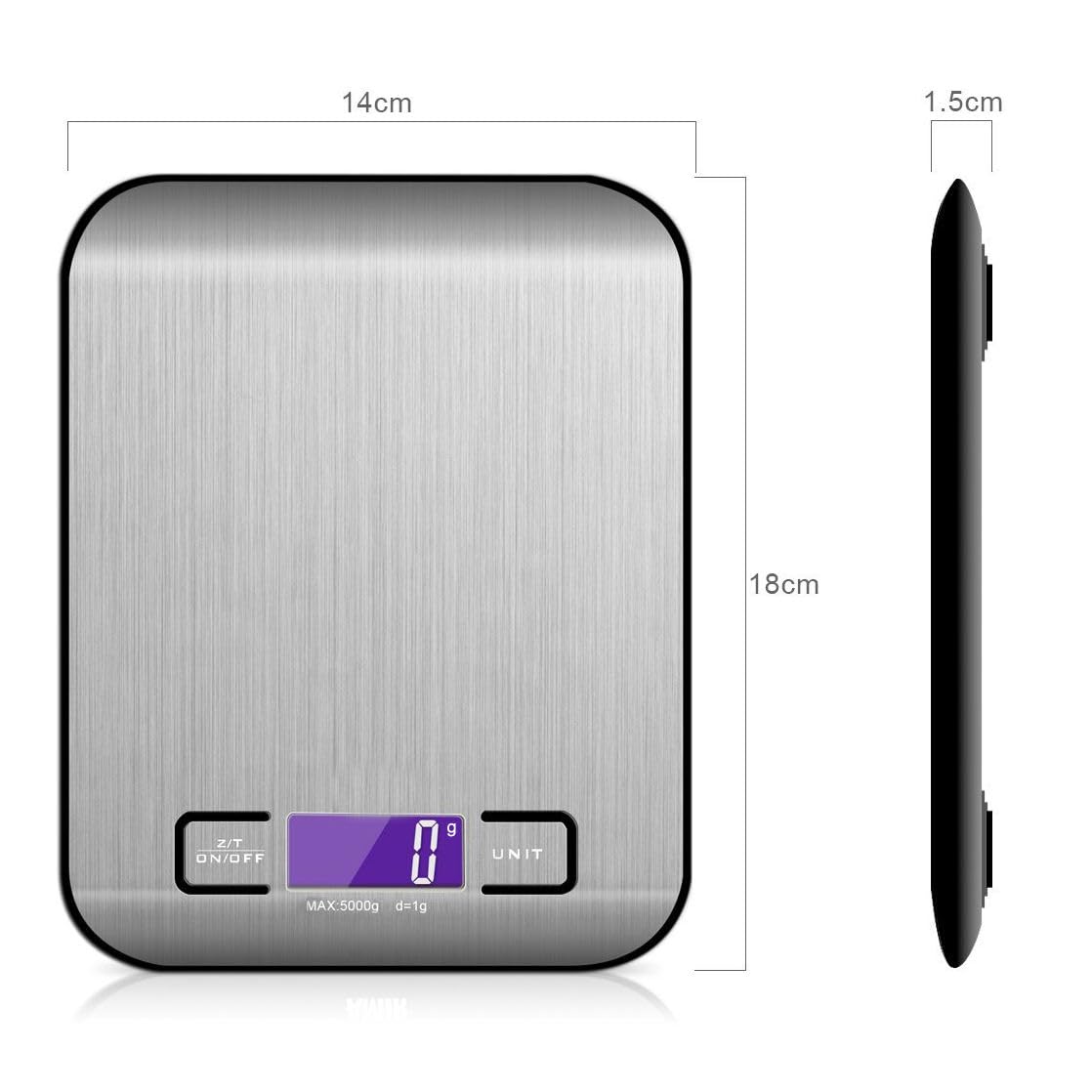 Digital Kitchen Food Scale 10kg – Stainless Steel, High Accuracy Weight Scale with LCD Display, Battery Powered