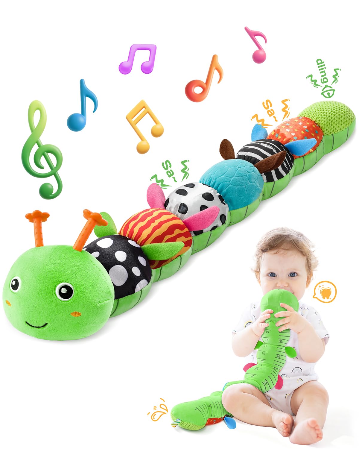 AWOTOY Baby Toys 6-12 Months Music Caterpillar Stuffed Animals Infant Toys