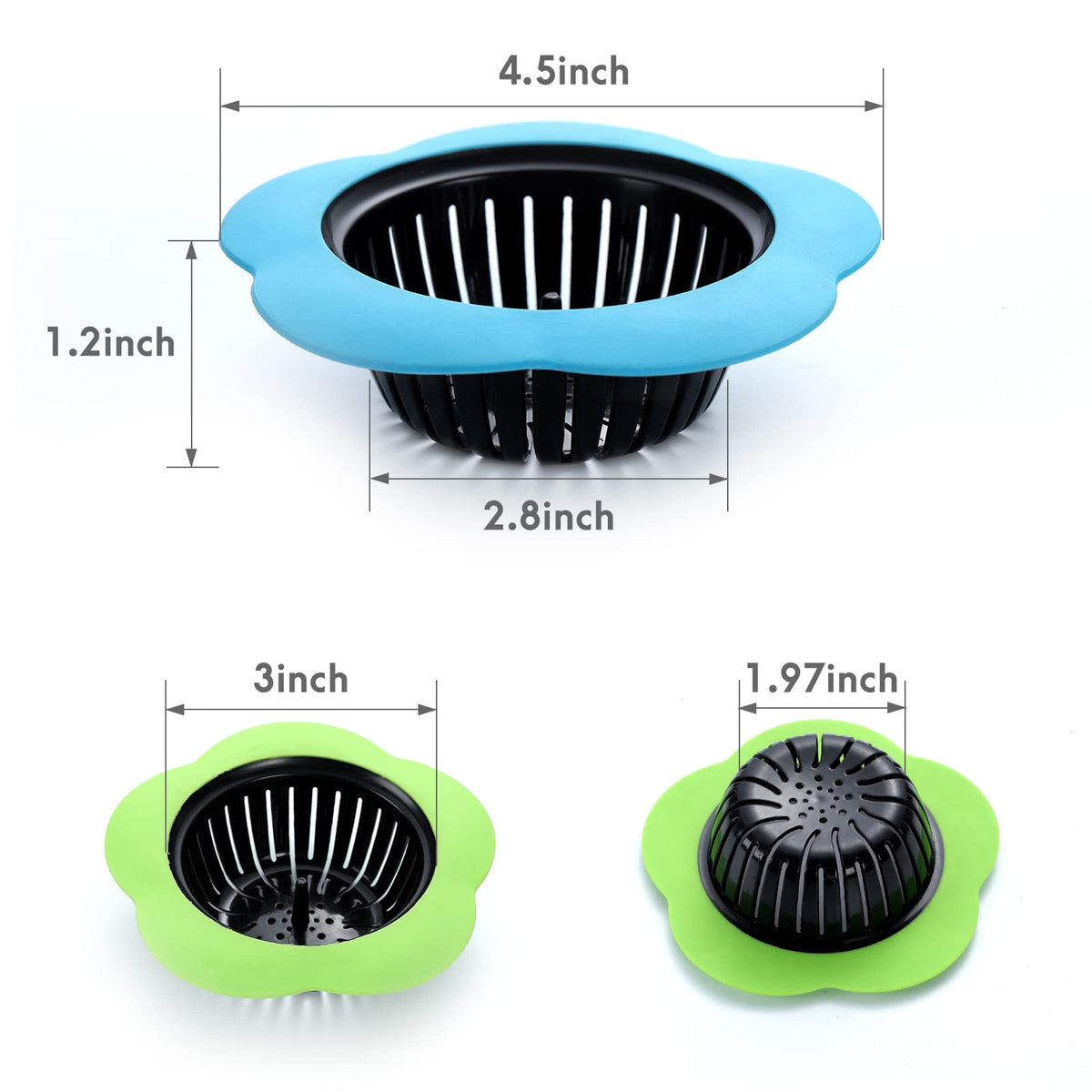 SJDLGN 2 Pcs Kitchen Sink Strainer, Upgraded Silicone Sink Drain Strainer