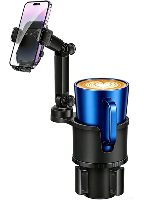 Easkkty 2-in-1 Cup Phone Holder for Car, 360° Adjustable Car Phone Mount