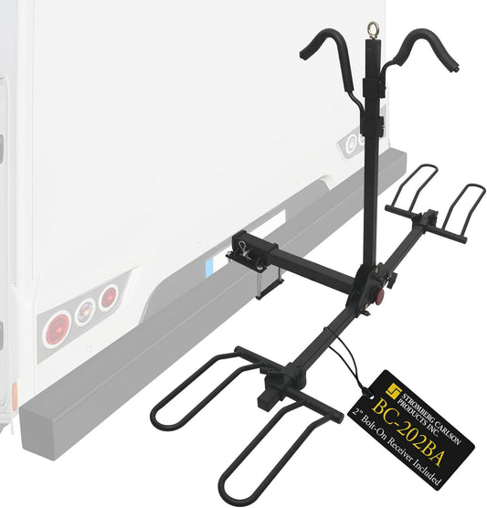 Stromberg Carlson BC-202BA 2-Bike Platform Style Hitch Mount Foldable Bike Rack with Bumper Adapter for 2" Hitch or RV Bumper