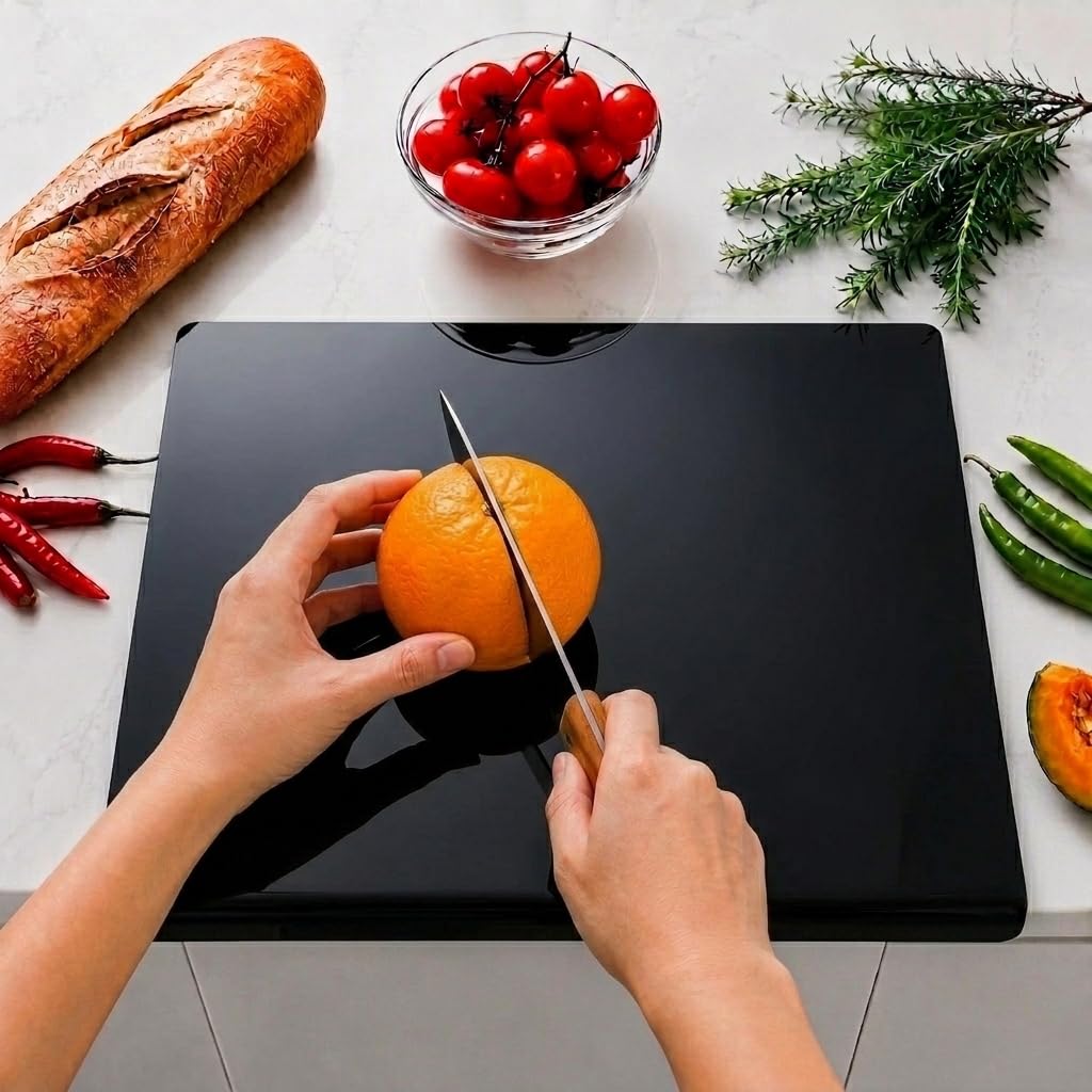 SWSKR Clear Acrylic Cutting Board with Counter Lip,1pcs Black - 23''x17''
