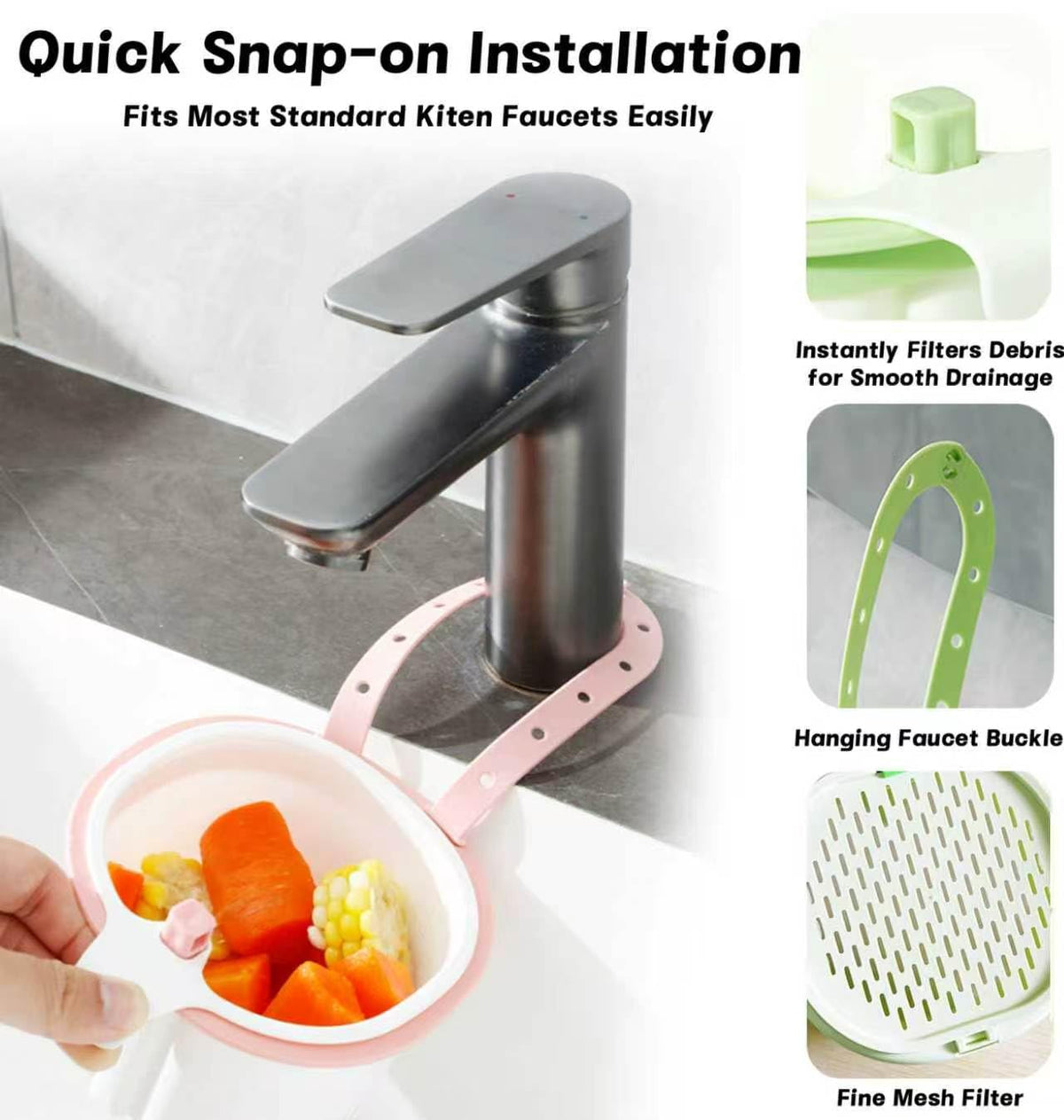 2026 New Cactus Kitchen Sink Strainer Basket, Sink Drain Strainer Self-Cleaning Faucet Hanging Filter Basket, Presses to Release Waste Baskets Cactus Strainers for Residues Separation (2PCS-P)