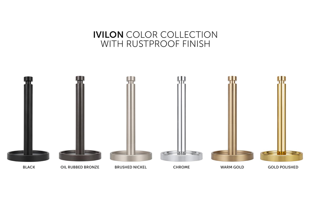 Ivilon Countertop Paper Towel Stand - Steady and Easy Tear - Fits All Paper Towel Rolls - Warm Gold