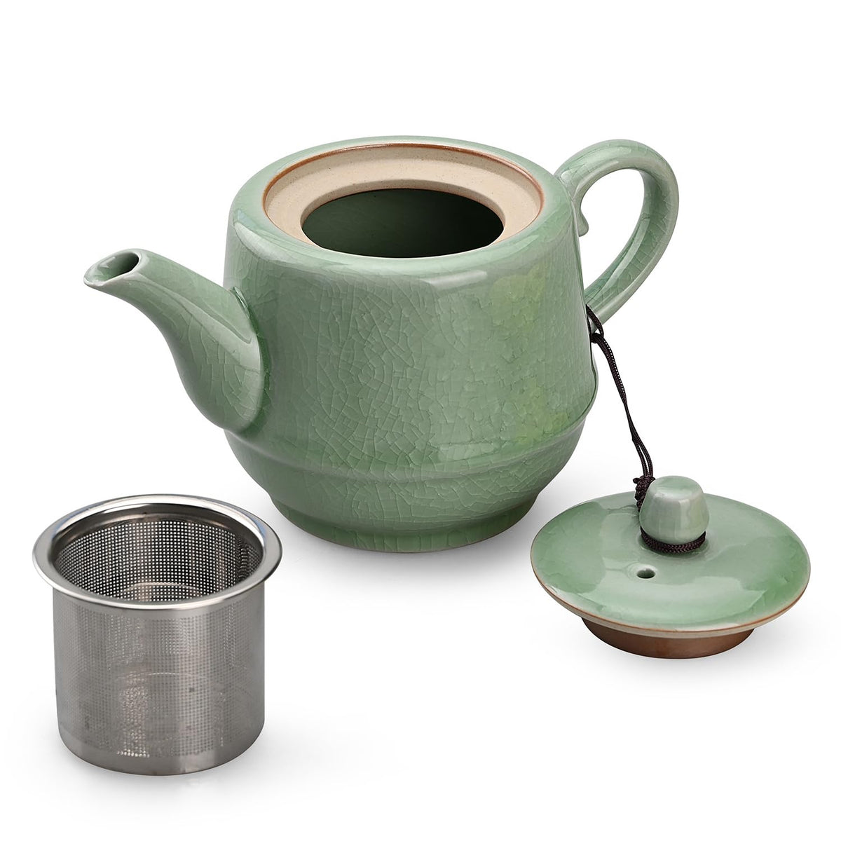 Amoysanli Ceramic Teapot with Infuser for Tea Coffee Milk as Gift Pink Cyan