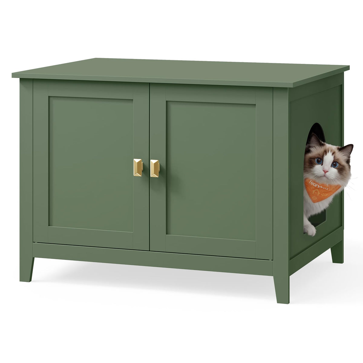 Feandrea Cat Litter Box Enclosure, Double Doors, Handles
