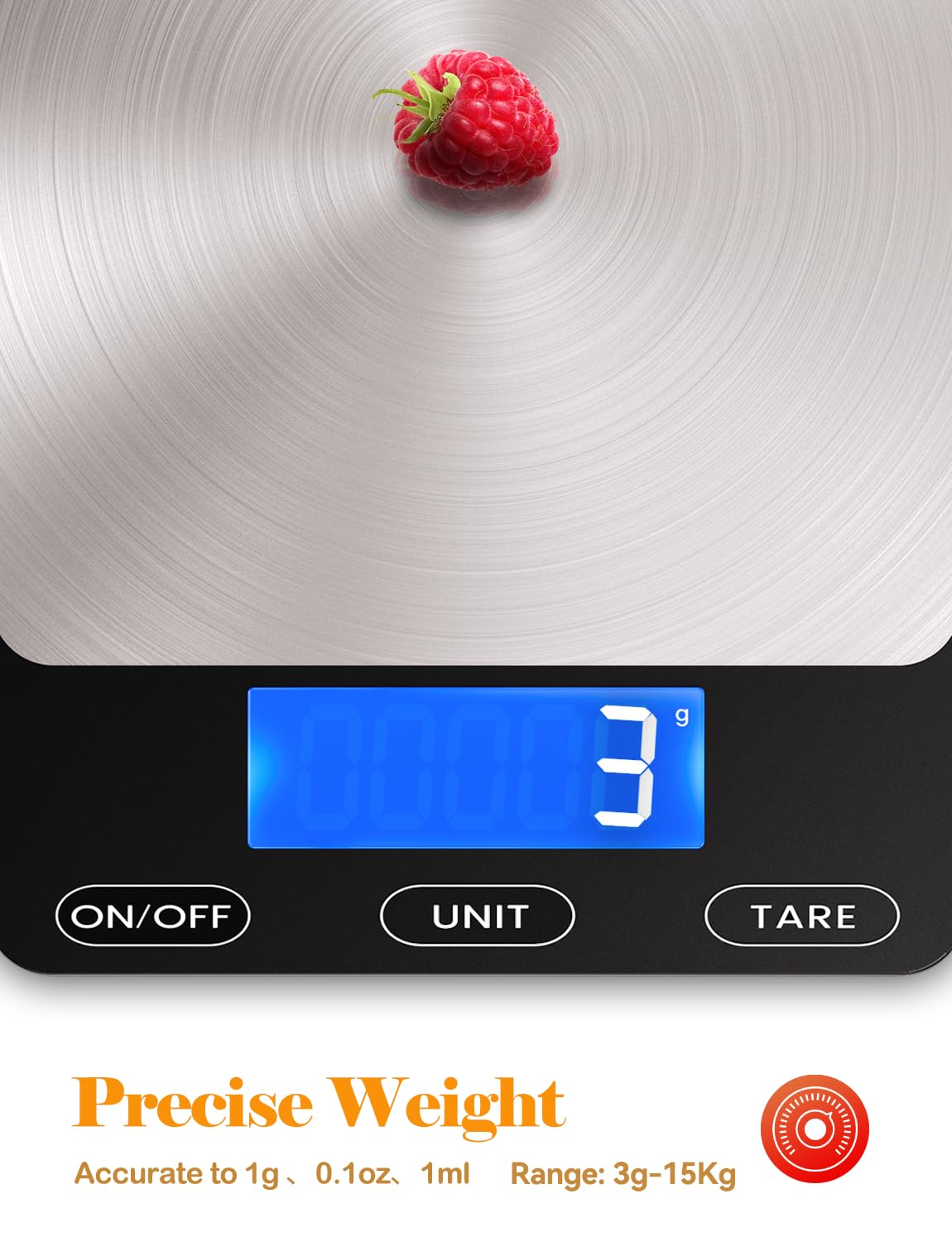 Food Scale -33lb Digital Kitchen Scale for Food Ounces Grams Rechargeable