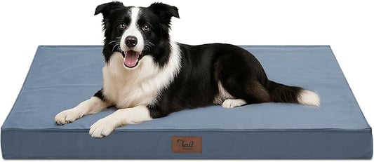 Outdoor Dog Bed for Medium Dogs, Waterproof Dog Crate Bed for Puppy Beds, Orthopedic Egg Crate Foam Pet Bed with Washable and Removable Oxford Cover, Blue