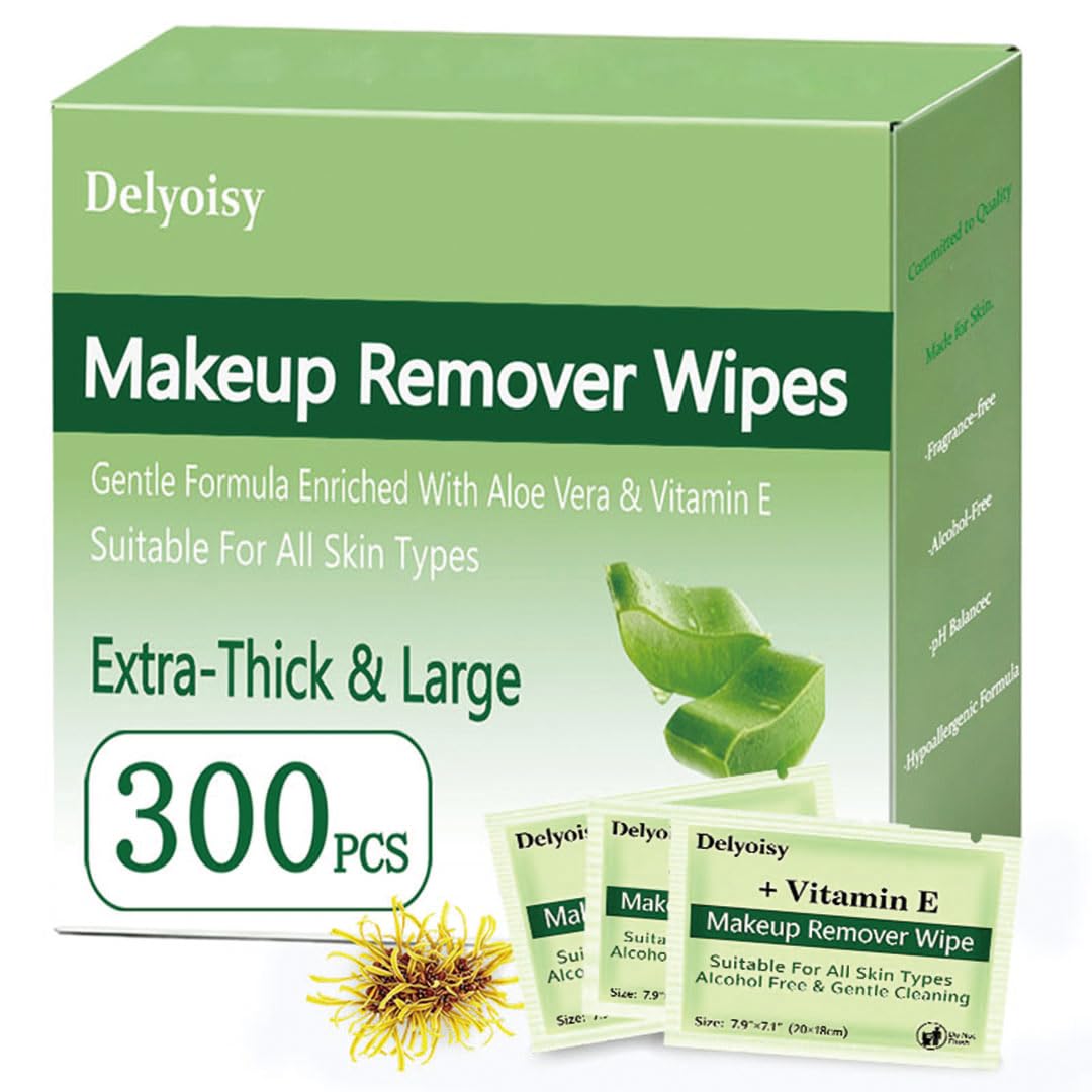 300 Count Makeup Remover Wipes Bulk, Individually Wrapped & Travel Size