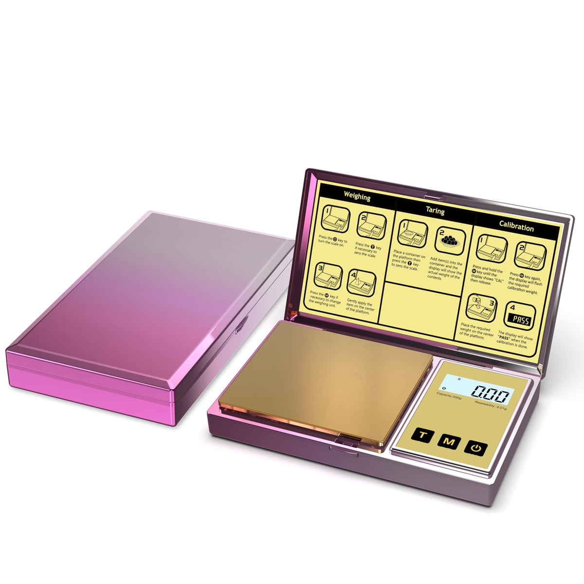 Raclomec 200g Purple Gradient Digital Scale – High Precision 0.01g Jewelry Scale for Gemstones, Powder, Spices & More (Auto-Off, Portable)