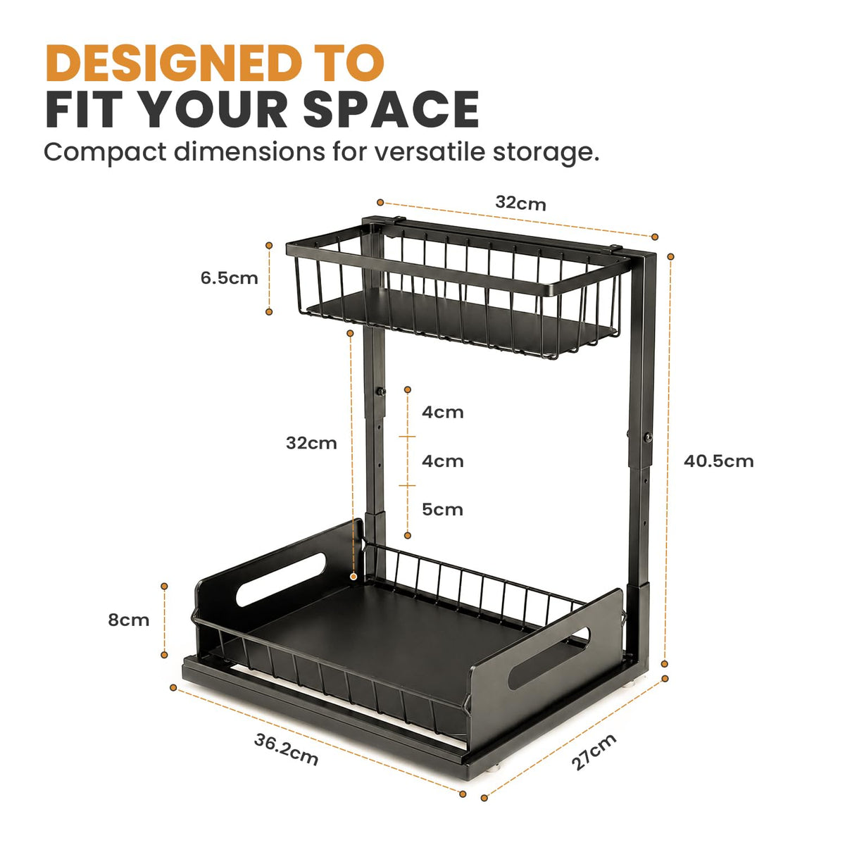 Amaloria Under Sink Organizer 2 Pack, Slide Out Kitchen Cabinet Organizer.