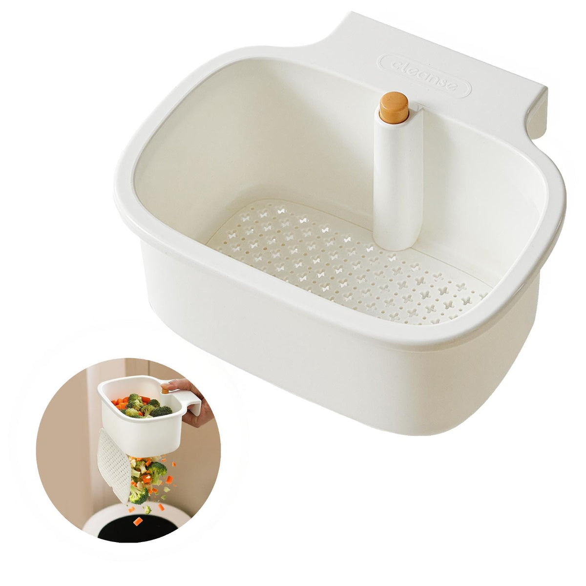 Kitchen Sink Drain Strainer Basket Square, White