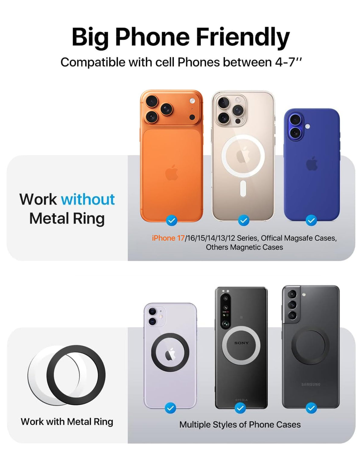 andobil Upgraded for Magsafe Car Mount Pro [Strongest Magnet, Big Phone Friendly] 360° Rotation Magnetic Phone Holder for Car Vent for iPhone 17 Pro Max 16/15/14/13/12 Samsung S26/S25 (Carbon Fiber)