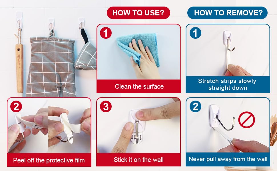 Wire Wall 32 Hooks with 36 Strips, Damage Free Adhesive Hooks,Keys,Kitchen