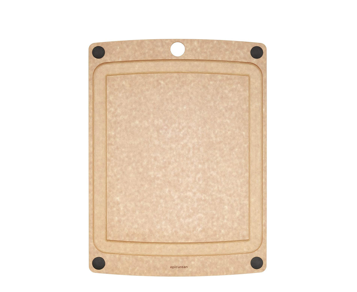Epicurean All-In-One Cutting Board with Non-Slip Feet and Juice Groove, 11.5" × 9", Natural/Black