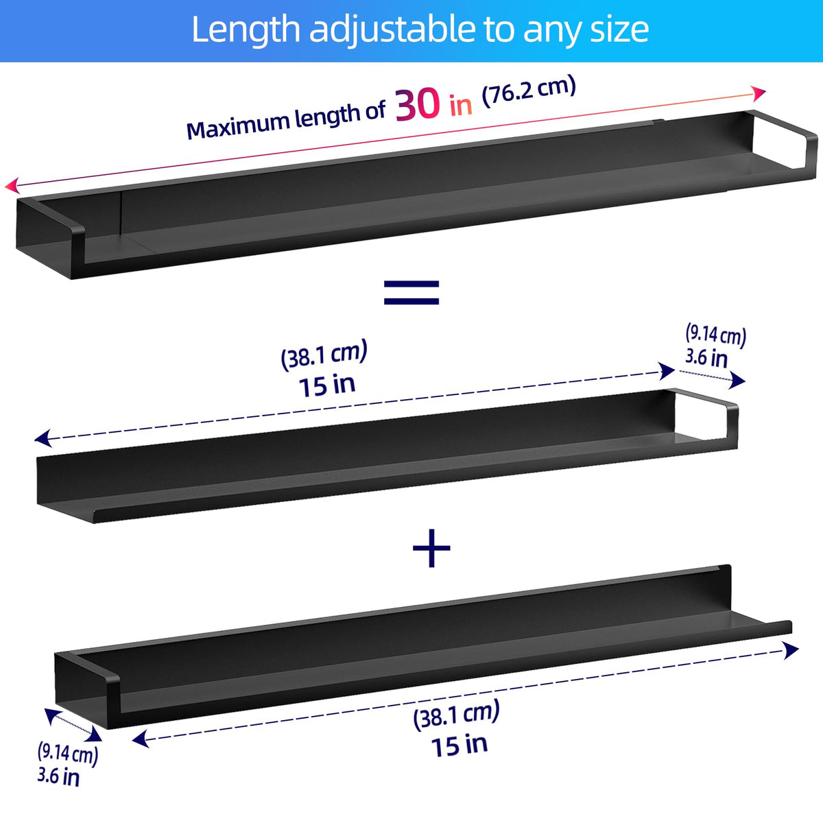 4X Strong Magnetic Stove Top Shelf, Adjustable 15-30 Inches, Matte Black