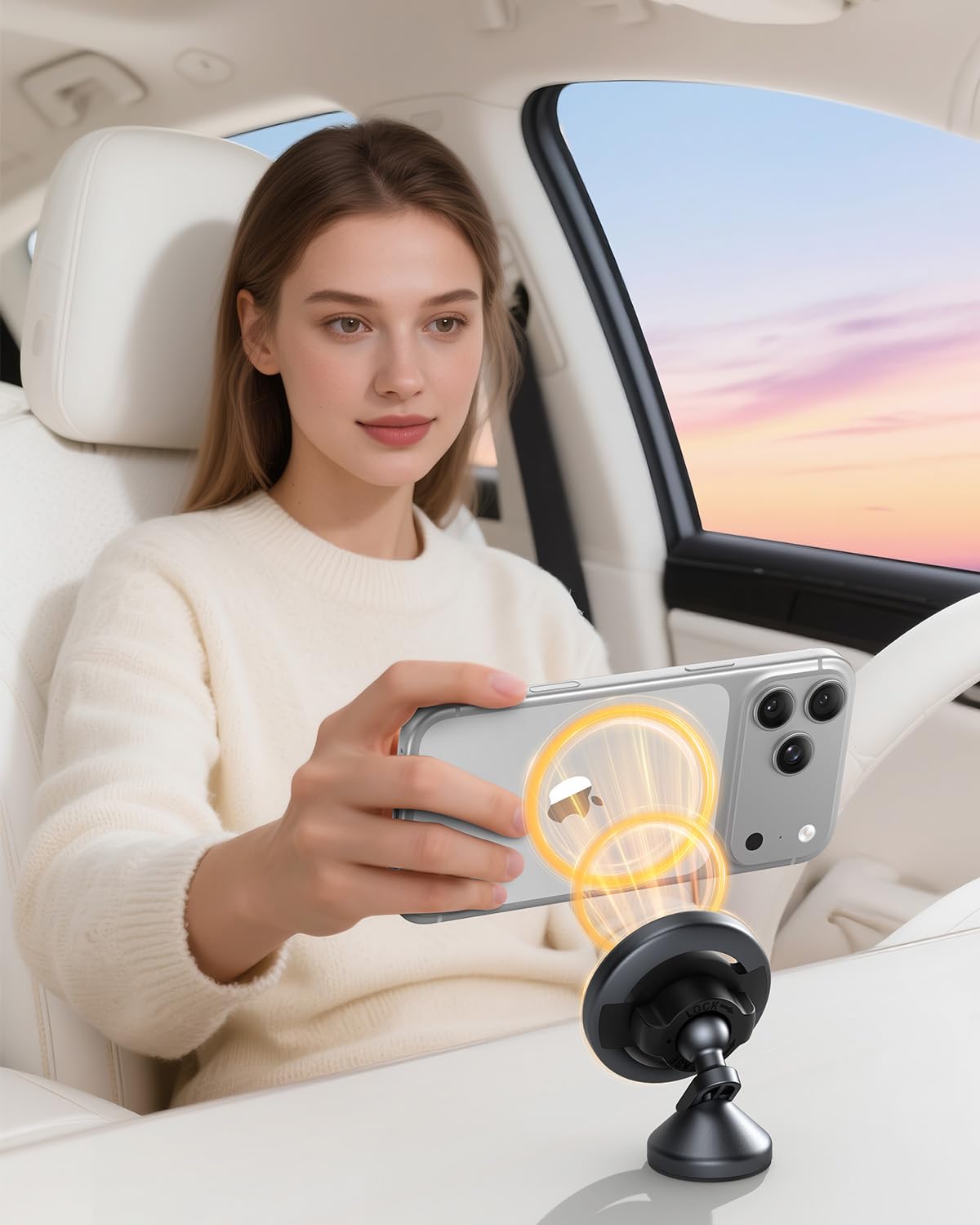 SYNCWIRE MagSafe Car Mount, Adjustable Magnetic Phone Holder, Space Gray
