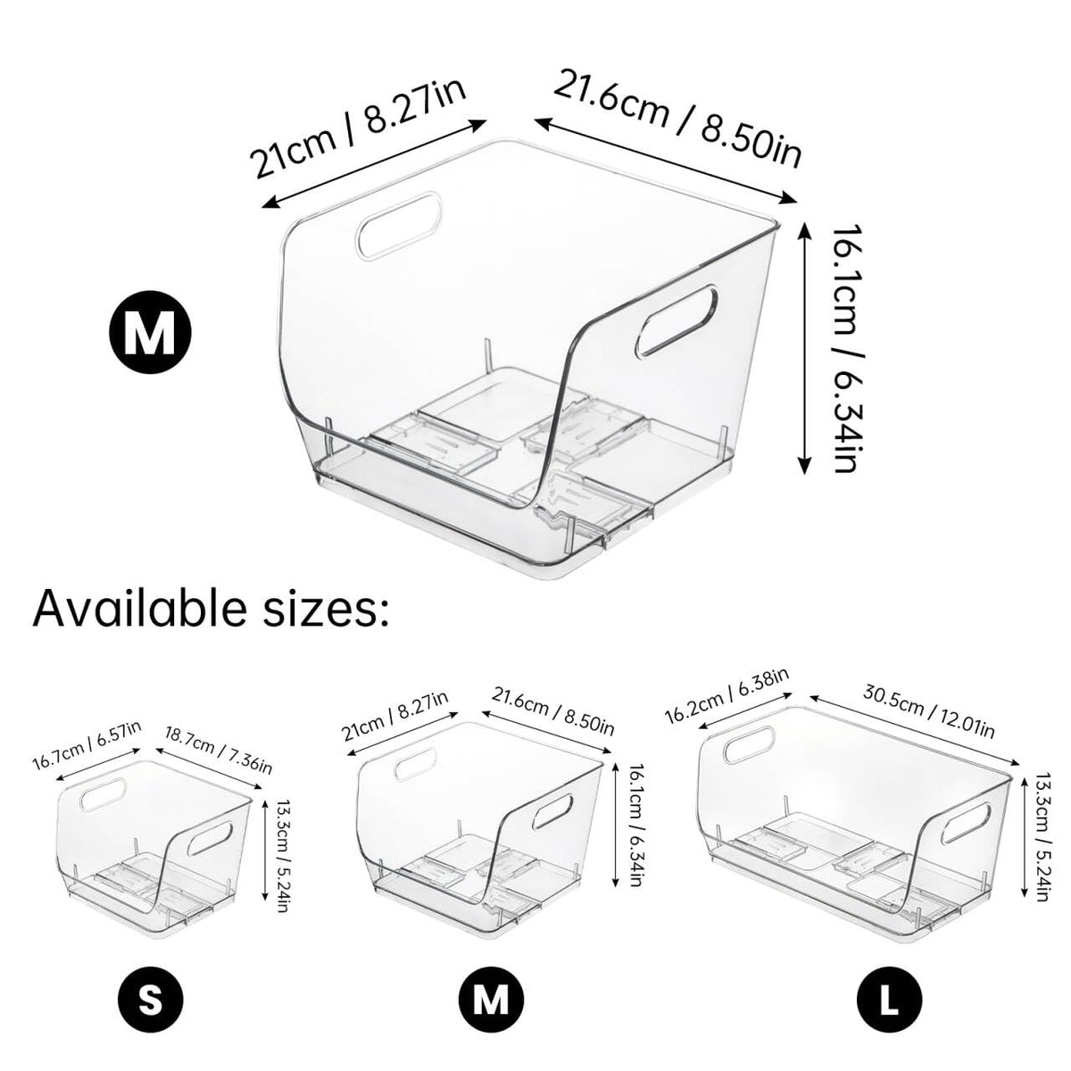 Maxset 2 Pack Clear Storage Bins, Pantry Organizer Bins with Handle