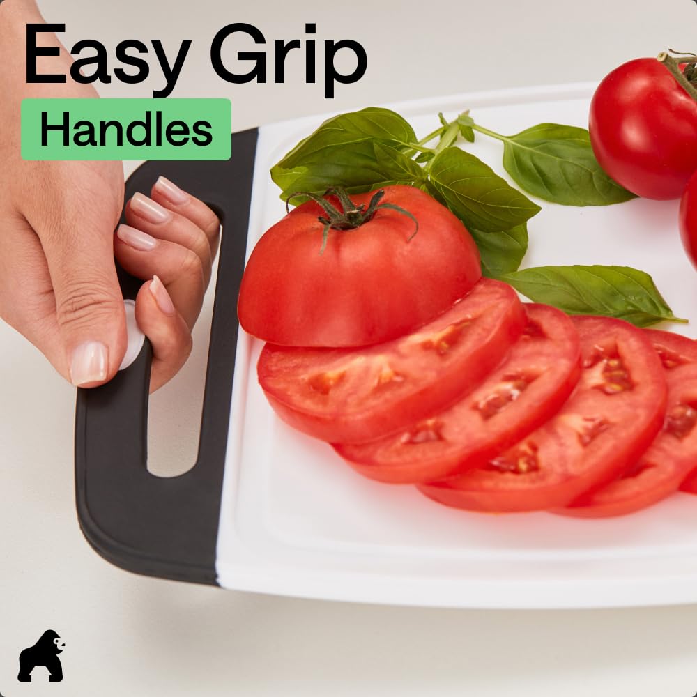 GORILLA GRIP BPA-Free Reversible Kitchen Cutting Board, Set of 3, Black