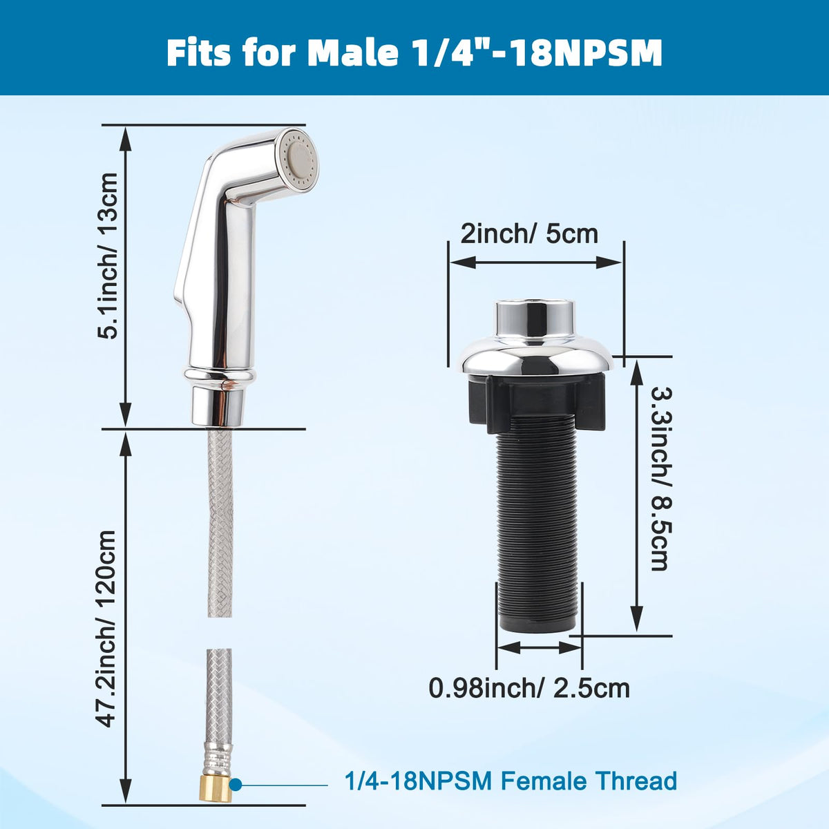 Universal Kitchen Sink Side Sprayer Replacement with Quick Adapter, Chrome
