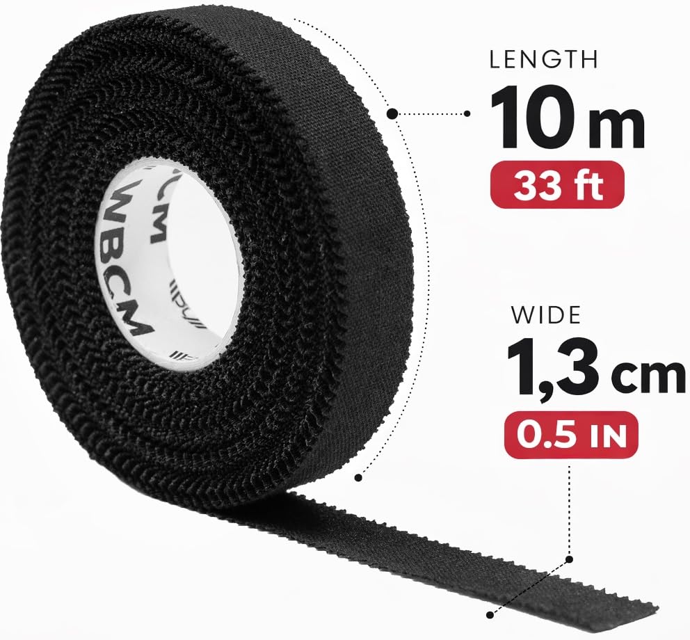 WARM BODY COLD MIND Athletic Finger Tape - 0.5inch x 33ft - Sport Tape for Fingers, Strong Hand Wrap for Crossfit, Weightlifting, Jiu Jitsu, Rock Climbing - color: 3 Rolls Black/White (33ft)