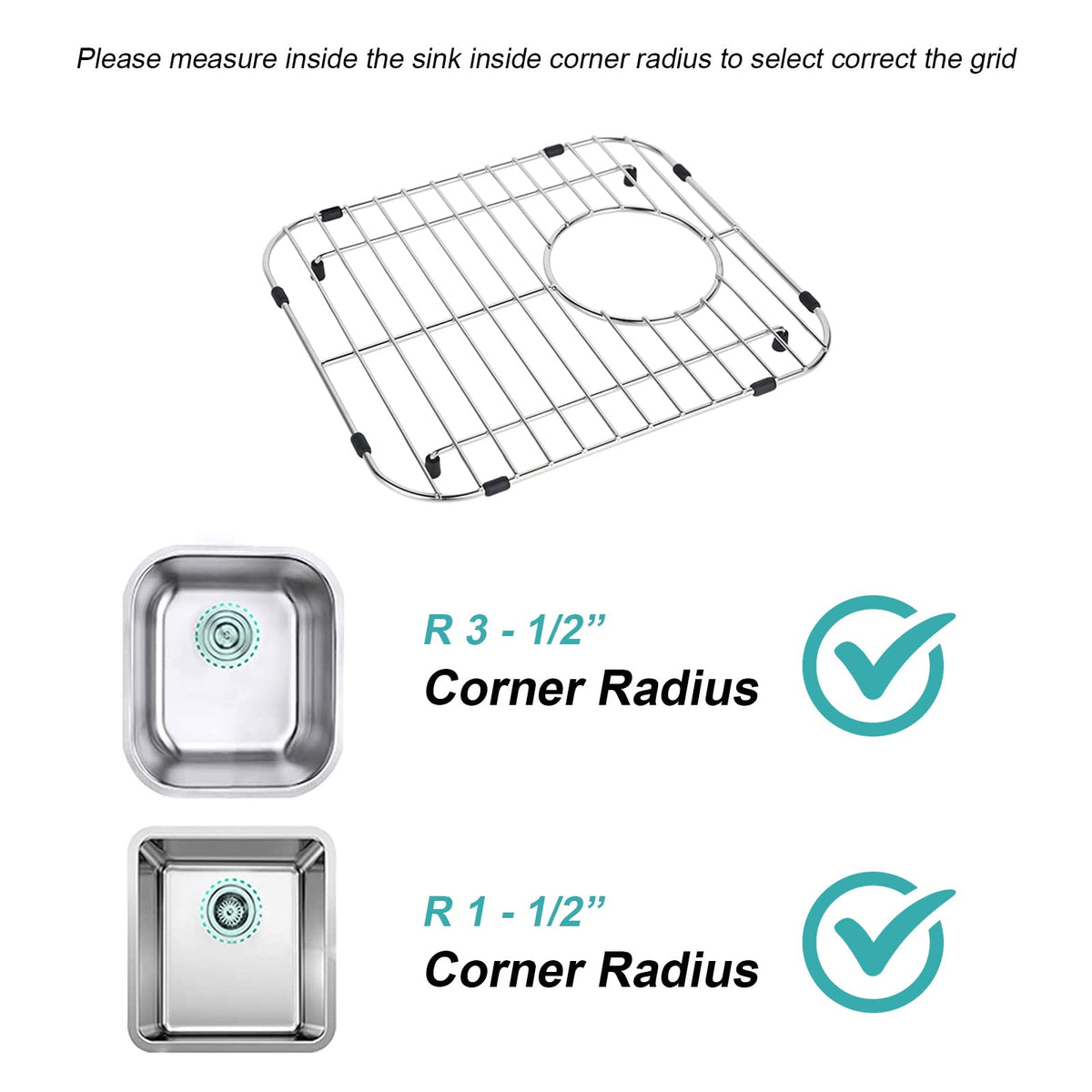 YORZSDI Kitchen Sink Grid 11-3/4" x 12-1/4"- Heavy Duty Kitchen Sink Protector with Built-in Strainer & Rear Drain, Non-Slip Rubber Feet & Scratch Resistant Bottom Guard