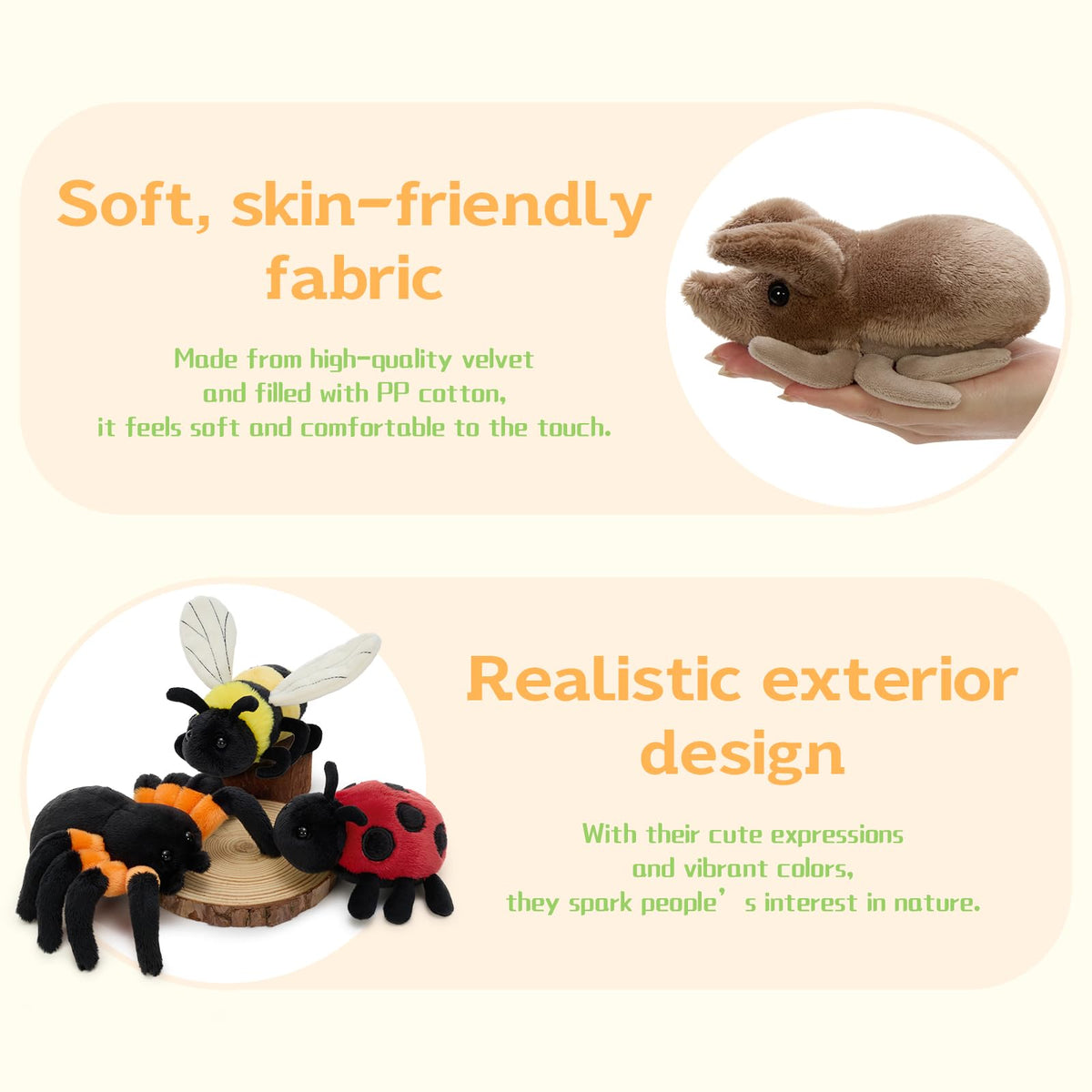 MorisMos Bug Plush Set, 6 Pack 6 Inch Insect Stuffed Animals for Kids