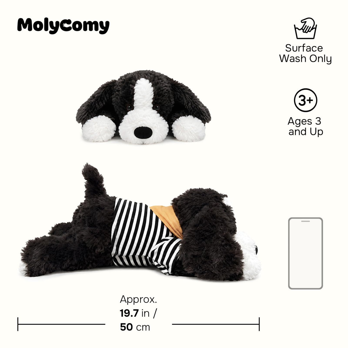 MOLYCOMY Border Collie Stuffed Animal, Dog Plush Pillow for Kids, 20 Inch