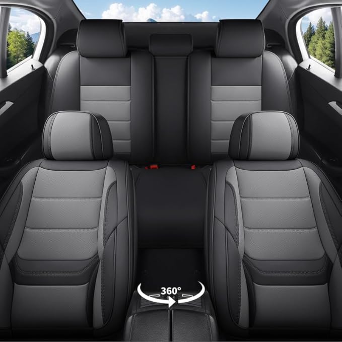 Car Seat Covers Custom Fit for Chevrolet/Chevy Colorado 2015-2026 , Premium Faux Leather Waterproof Car Seat Protectors with Lumbar Support, Breathable Anti-Slip Easy to install(Black&Gray,Full set)
