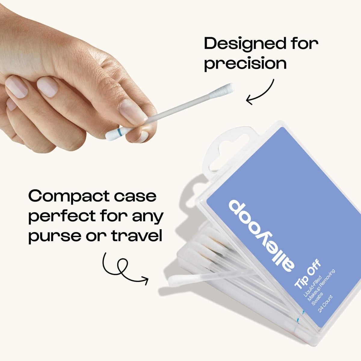 Alleyoop Tip Off Swabs, Liquid Makeup Remover for Eye, Lip & Mascara, 24 Ct