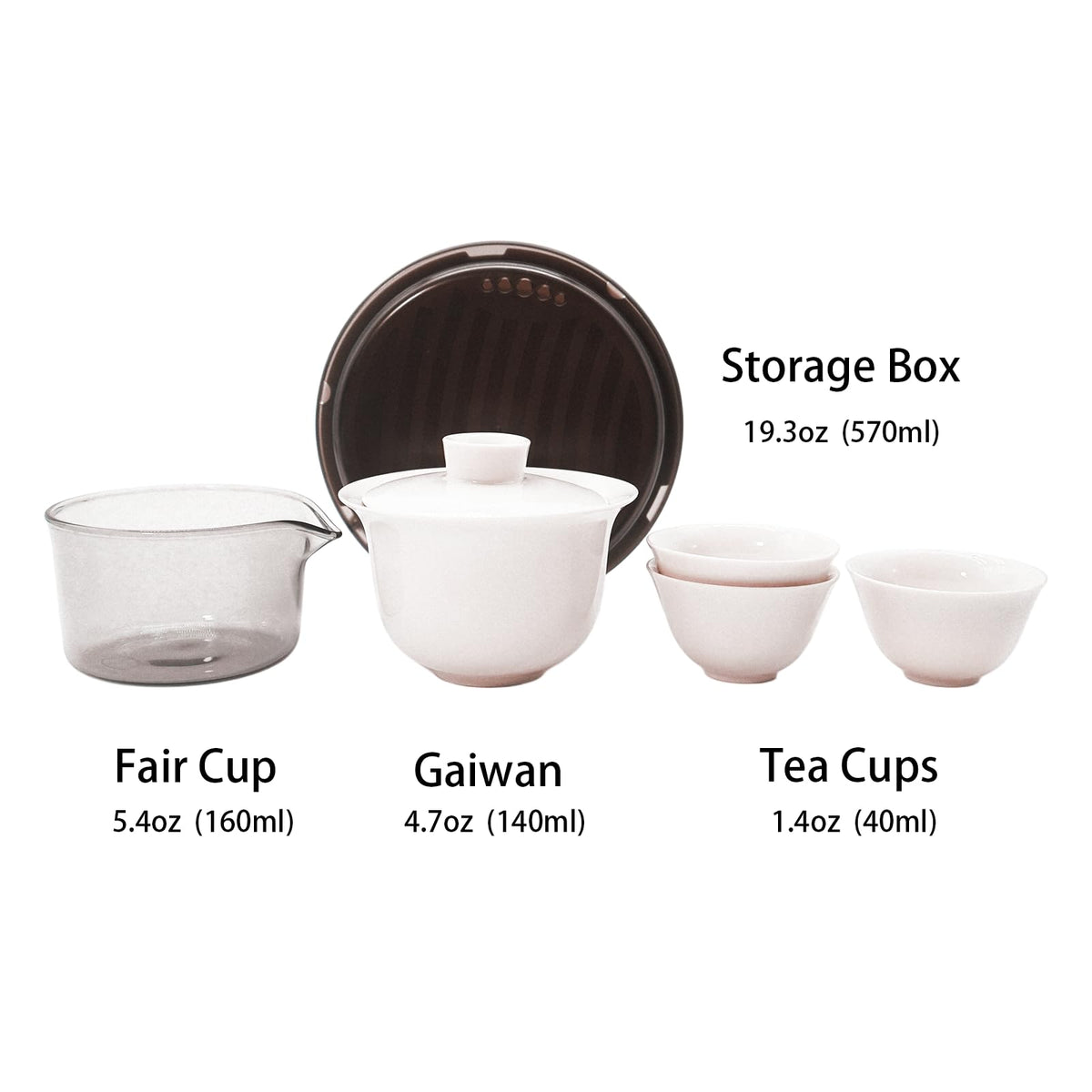 Portable Gaiwan Gongfu Tea Set with Tray, Chinese Tea Set for 1-3, Travel Tea Set with Cups & Fairness Pitcher, Ceramic Kung Fu Tea Set for Loose Leaf & Tea Bag (Wood Ash Glaze)